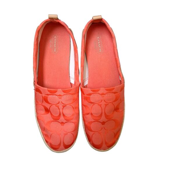 COACH Espadrille Orchid Signature Shoes Size 9 Slip On Leather Canvas - Picture 3 of 7